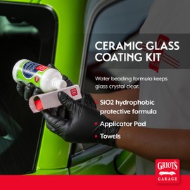 Griot's Garage Ceramic Glass Coating Kit for Car Detailing, Includes SiO2 Hydrophobic Protective Formula, Applicator Pad, and Towels, 10867