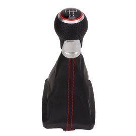 Gear Shift Knob Boot Set 5 Speed PVC Leather Gearstick Lever Gaiter Kit for A6 C6 2004‑2011 Red Ring