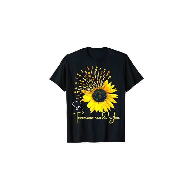 Semicolon Sunflower Suicide Prevention Awareness Stay Womens T-Shirt