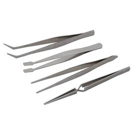 Invero® 4 Piece Stainless Steel Tweezer Set - Includes Needle, Angle, Straight and Flat Point Ideal for Home, Shop, Garage and Workplace