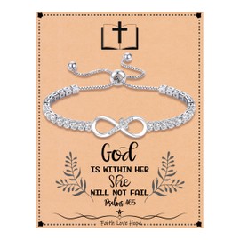 Teen Easter Basket Stuffers Comfirmation Gifts for Teens Cross Bracelet Adjustable Infinity Bracelets Religious Christian Faith Jewelry for Women Stocking Stuffer Ideas