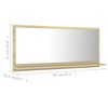 Tidyard Wall Mirror with Storage Shelf Chipboard Bathroom Mirror Sonoma