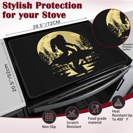 Stove Top Cover Glass Cooktop Heat Resistant Cover,Big Foot Forest Moon Ceramic Stove Top Covers Mat Prevents Scratching Stoves/Counter/Washer Protector,28x20 in
