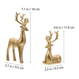 BESTonZON Deer Figures Resin Christmas Animal Figures Couple Deer Golden Elk Figure Desktop Ornament Decoration Lucky Charm Christmas Party Birthday Wedding Housewarming Party Gift