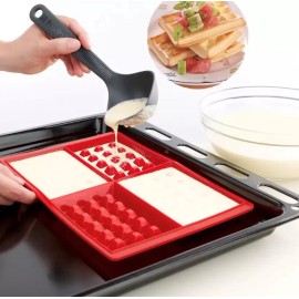 Launer Molde Silicona Wafflera 4 Cavidades Repostería Waffles 2 Pza