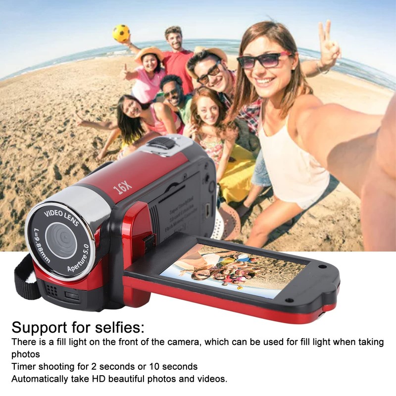 Video Camera Camcorder, 16x 1080P 30FPS Vlogging Camera Recorder with