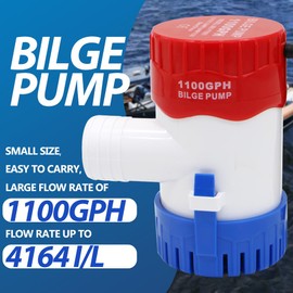 YQMIGU Island Otter Beach 1100 GPH Bilge Pump, Small Size, Portable,12V Battery Operated, Non Submersible Water Pump, Suitable For Most Floating Boats,Watering And Irrigation
