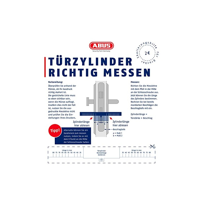 ABUS Profile Cylinder E60NP 50/50 vs. - Door Lock with