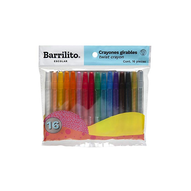 Barrilito Crayones Girables, 16 Colores. CRY16