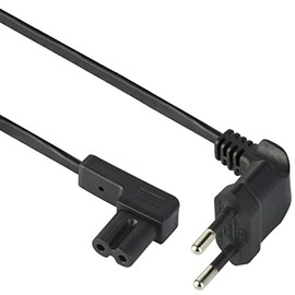 Electraline 95513 Power Cable Audio, Video, Radio, Sonos Play Angled Euro Plug to Double Socket Type C7, 3 Metres, Black
