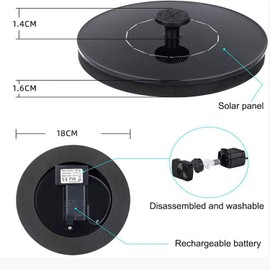 Taicols Fuente de Agua Solar,Fuente Solar Flotante,Fuente Solar para Jardin, con 6 Boquillas, para Fuentes de Interior para Exteriores,Jardín, Estanque, Piscina