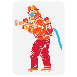 FINGERINSPIRE Fireman Painting Stencil 21 x 29.7 cm Reusable Fireman Pattern Drawing Template DIY Art Fire Theme Decor Stencil for Painting on Wood Wall Fabric Paper Furniture