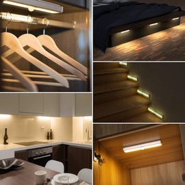 OUSFOT Cabinet Lighting LED Motion Sensor, 10 LED Base Cabinet Lighting Kitchen 2 Pieces Automatic Detection Warm Light Suitable for Stairs, Flu, Kitchen, Garage Emergencies