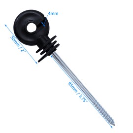 50x 5.9 Inch Electric Fence Wire Insulator Stand Off Screw in Insulator Fence Post Insulator Long Arm Wood Post Insulator for Tape Rope Electric Wire Animal Agricultural Garden Fence Black