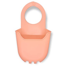 Handy Housewares Hanging Silicone Sink Caddy - For Kitchen or Bath, Hangs From Faucet, Helps Dry Sponges, Loofahs, Razors, Soap (1 Pack, Pastel Pink)