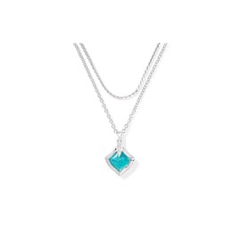 Kendra Scott Womens Joelle Multi Strand Necklace Silver Bright Aqua Illusion One Size