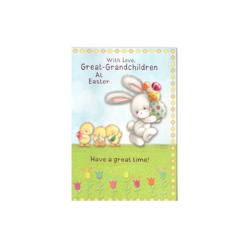 Simon Elvin Great-Grandchildren Easter Card, Bunny and Chicks Design, 12