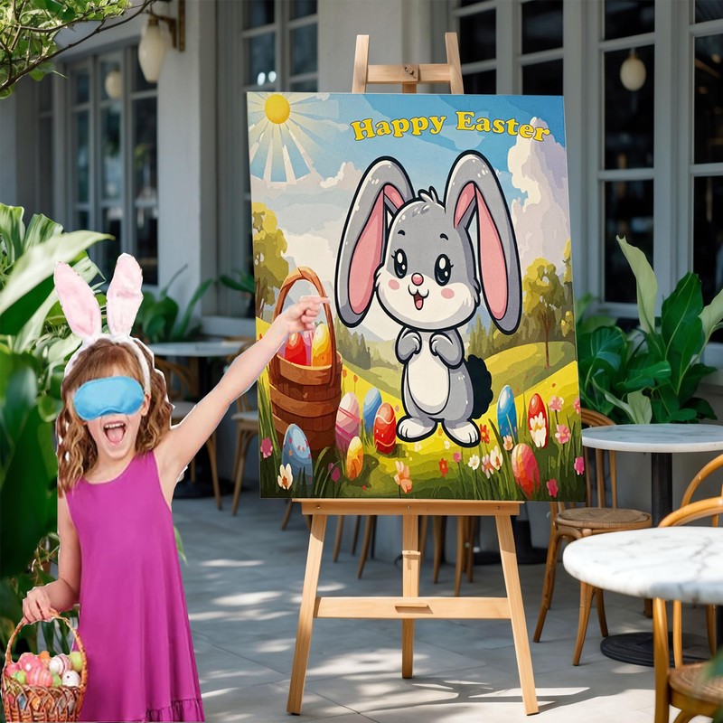 BASHOUT Easter Party Game, Pin The Tail on The Bunny,