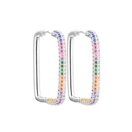 PengJin Large Dangle Square Earrings for Women Copper Shine Cubic Zirconia for Sensitive Ears Delicate Jewelry for Girls Birthday Gift