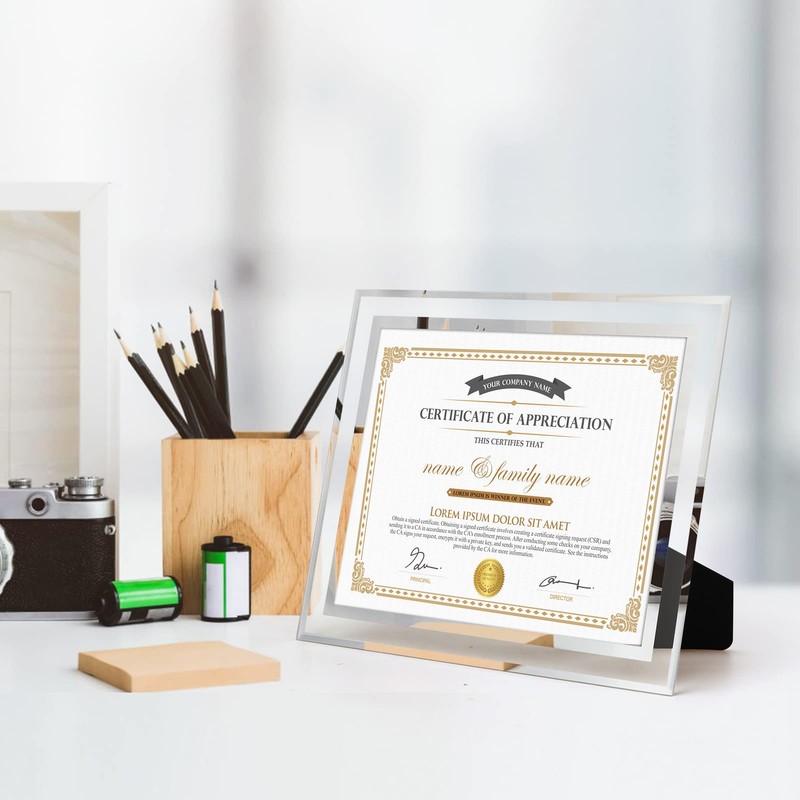 Hoikwo 8.5x11 Picture Frames, 6 Packs Silver Glass Certificate Frames