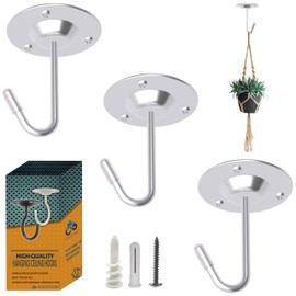 Stainless Steel Ceiling Hooks for Hanging Plants 3 Pack - Plant Hanger Indoor Hanging Hooks Metal Plant Bracket Iron Lanterns Hangers for Wind Chimes, Planters - Pack of 3