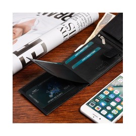 Men's Leather RFID Wallet with Gift Box, black, K42_black