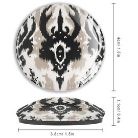 Ikat Black Brown Magnets Refrigerator Euro Sham Charcoal Magnetic Whiteboard for Fridge Glass Whiteboard Magnets Decor for Home Kitchen Office Class Lockers Whiteboard