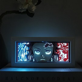 VKZ Anime Light Box Anime LED Light Box Handmade Paper Cut Shadow Light Box Anmie Lamp Multicolor RGB Lights with Romote for Desk Room Decor JL-82