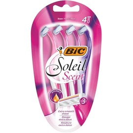 BIC Soleil Scent - Maquinilla de afeitar de 3 hojas con tira lubricante para un afeitado suave y mango de fácil agarre, paquete de 4