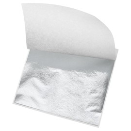 sourcing map Gold Leaf Foil Sheet, Silver Leaf Papers, 3.3 Inch x 3.1 Inch for Art Decoration, Sculptures, Painting, Pack of 150 Pcs