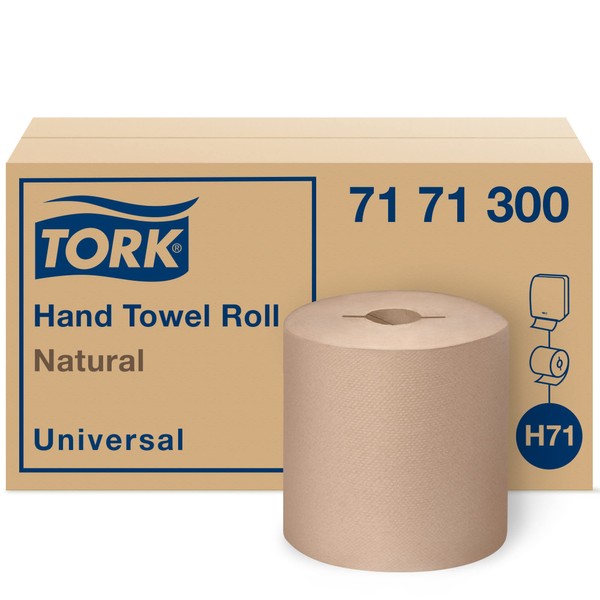 Tork Hand Towel Roll, Natural, Universal, H71, Large, 100% Recycled, 1-Ply, White, 6 Rolls x 800 ft, 7171300