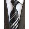 Men Black Grey Check White Designer Plaid Neck Tie Accessory