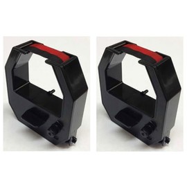 (2 Pack) Replacement Ribbon for Allied Time AT-2700 AT-4500, Acroprint ATR480 ATR120r, Lathem 400E, Black/Red Ink, Compatible by COMPUMATIC