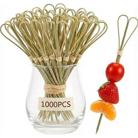 Heart Bamboo Cocktail Picks 1000 Pcs, 4.7 Inch Wooden Toothpicks, Cyan