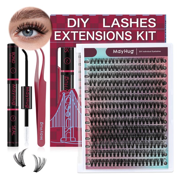Mayhug DIY Lash Extension Kit 280Pcs Individual Eyelash Extension Kit