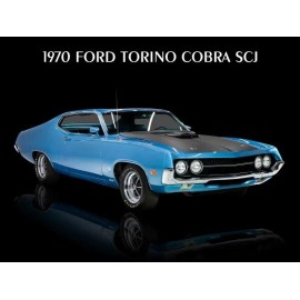 1970 Ford Torino Cobra SCJ in Blue & Black NEW METAL SIGN: 9x12" Ships Free