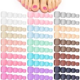 720 Pieces 30 Sets Fake Toenails Short False Toe Nails Press on Toenails Square Solid Color Full Cover Toe Nails Matte Toenails for Women and Girls (Candy Color)