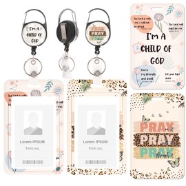 2PCS Badge Holder with Retractable Reel Clip, Christian Faith Bible Verse Pray ID Card Badge Holder with Belt Clip & Key Ring, Christian Gifts for Teacher Students Office Worker