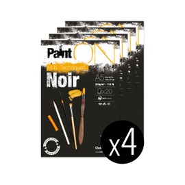 Clairefontaine 975168C - A glued pad of Paint'On drawing paper 20 sheets 14.8x21 cm 250g, Black - Pack of 4 pads