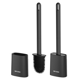 MR.SIGA Flexible Premium Toilet Brush with Holder, 2 Pack, Black