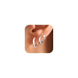 VIROMY Gold/Silver Hoop Earrings for Women Trendy,14K Real Gold Plated Cute Stud Earrings Small Huggie Hoop Earrings non tarnish Jewelry for Women