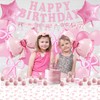 136 Pcs Pink Bow Birthday Decorations, Pink Bow Plates and