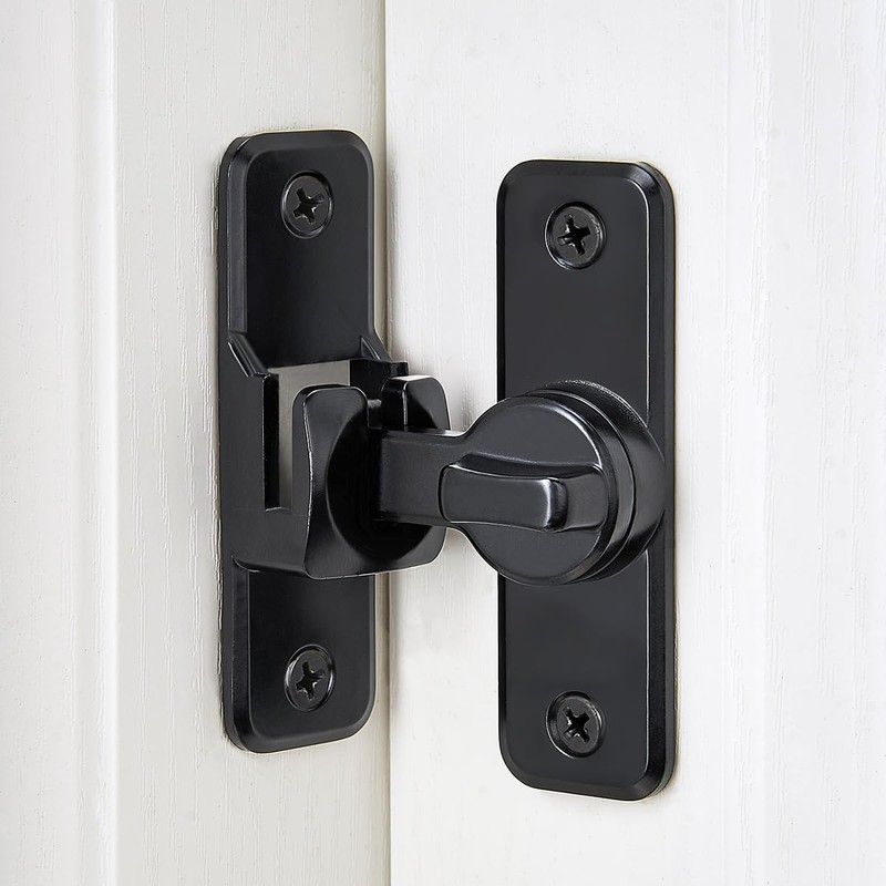 Barn Door Latches,Black 90/180 Degree Gate Lock,Zinc Alloy Right Angle