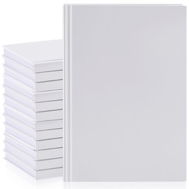 Henoyso 12 Pcs A5 Blank Kraft Notebooks Journals Bulk 100 Sheets/200 Pages Unlined Hardcover Sketchbooks for Writing Drawing Composition Notebook for Students School Office, 8.3 x 5.7 Inch (White)