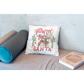 JIMOWANG Western Cowboy Hat Santa Throw Pillow Case Modern Cushion Cover Square Pillow Cover Decoration for Sofa Bed Chair Car 18 x 18 Inches