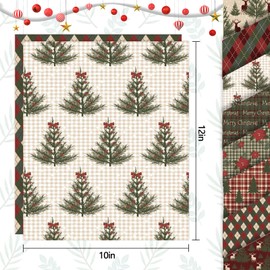 Whaline Christmas Heat Transfer Vinyl Retro Style Iron on Vinyl Sheet Buffalo Plaid Merry Christmas Adhesive Craft Vinyl HTV Vinyl Craft for Xmas Clothes DIY Fabric Holiday Party Decor, 8 Sheet