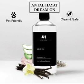 Antal Hayat Dream on Essential Oil Scent 500mL - Luxury Home Aromatherapy Diffuser Oil - Formulated with Hints of Bright White Tea, Sweet Vanilla, & Earthy Cedar - Inspired by One Hotel Miami Beach
