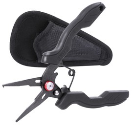 CONTYU Fishing Pliers, Rust Free, Fluorine Processed, For Shore Use, #0 - #4, Ring Opener, Stainless Steel, Fine Point, Lightweight (Black/Red)