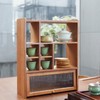 JIKUGO Bamboo Shelf for Tea Sets Kitchen Countertop Organizer Waterproof Storage Rack with Space Saving Design Kitchen Cabinets, Bathroom, Living Room Display