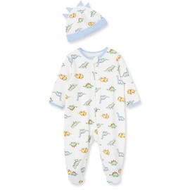 Little Me Clothes for Baby Boys' 2-Piece 100% Cotton Dinomite Dinosaurs Footie Sleeper and Cap Set, Preemie